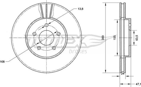 TOMEX brakes TX 70-44 - Гальмівний диск avtolavka.club