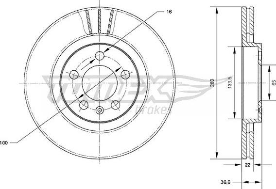 TOMEX brakes TX 70-09 - Гальмівний диск avtolavka.club