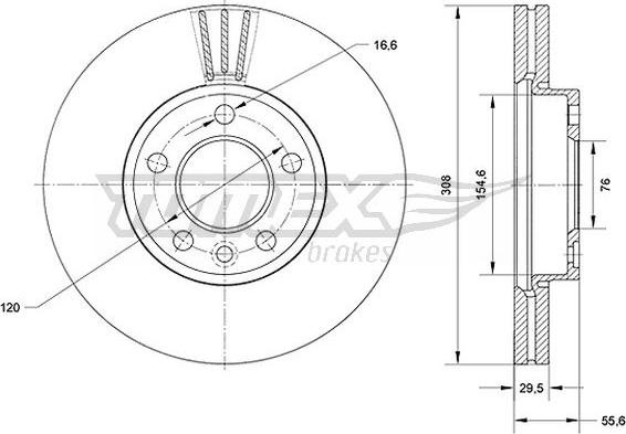 TOMEX brakes TX 71-04 - Гальмівний диск avtolavka.club