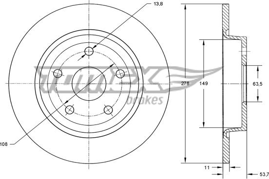 TOMEX brakes TX 73-94 - Гальмівний диск avtolavka.club