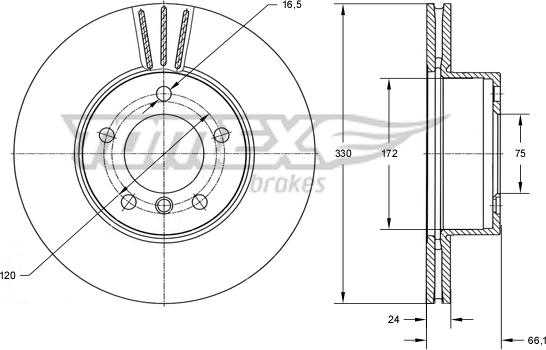 TOMEX brakes TX 73-97 - Гальмівний диск avtolavka.club