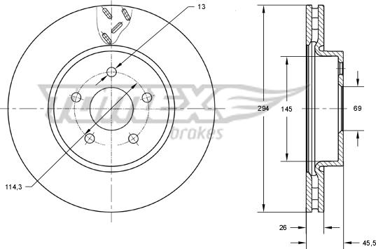 TOMEX brakes TX 73-63 - Гальмівний диск avtolavka.club