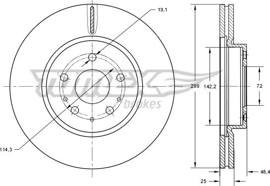 TOMEX brakes TX 73-22 - Гальмівний диск avtolavka.club