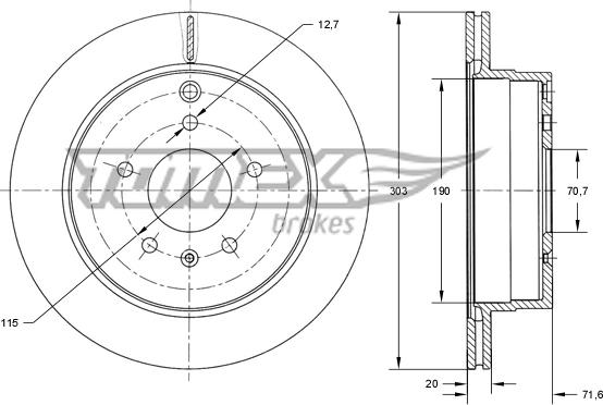 TOMEX brakes TX 73-71 - Гальмівний диск avtolavka.club