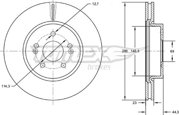 TOMEX brakes TX 72-67 - Гальмівний диск avtolavka.club