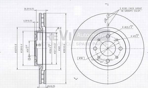 Trevi Automotive BD1099 - Гальмівний диск avtolavka.club