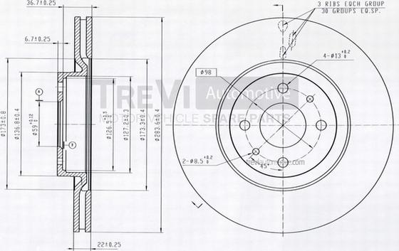 Trevi Automotive BD1093 - Гальмівний диск avtolavka.club