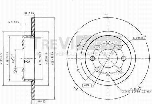 Trevi Automotive BD1055 - Гальмівний диск avtolavka.club