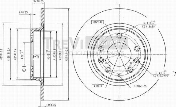 Trevi Automotive BD1069 - Гальмівний диск avtolavka.club