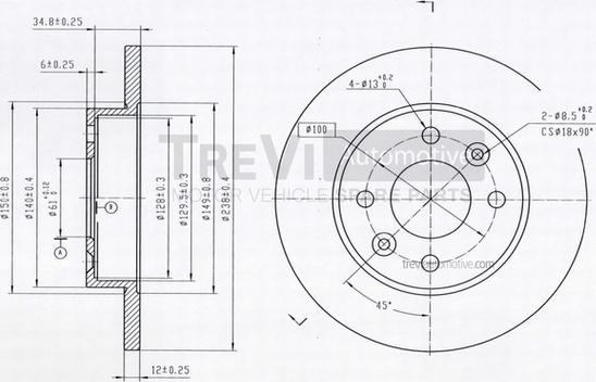 Trevi Automotive BD1002 - Гальмівний диск avtolavka.club