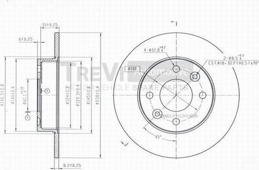 Trevi Automotive BD1007 - Гальмівний диск avtolavka.club