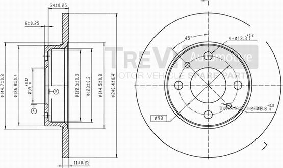 Trevi Automotive BD1015 - Гальмівний диск avtolavka.club