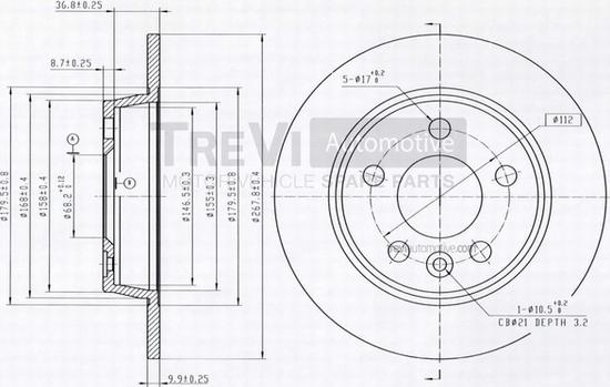 Trevi Automotive BD1026 - Гальмівний диск avtolavka.club