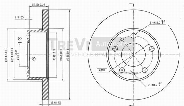 Trevi Automotive BD1023 - Гальмівний диск avtolavka.club