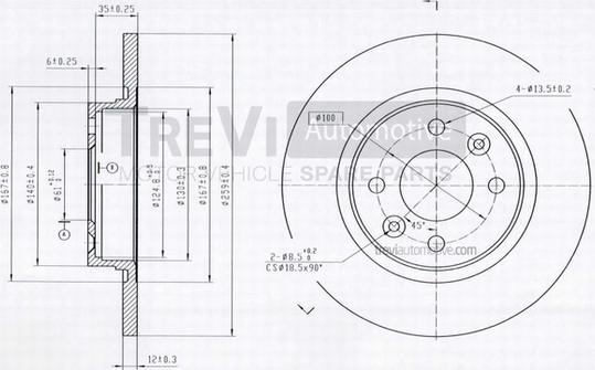 Trevi Automotive BD1074 - Гальмівний диск avtolavka.club