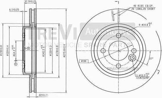 Trevi Automotive BD1146 - Гальмівний диск avtolavka.club