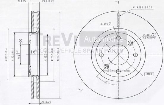 Trevi Automotive BD1151 - Гальмівний диск avtolavka.club