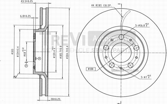 Trevi Automotive BD1167 - Гальмівний диск avtolavka.club