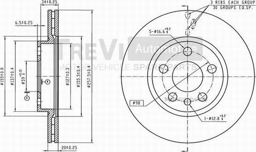 Trevi Automotive BD1107 - Гальмівний диск avtolavka.club