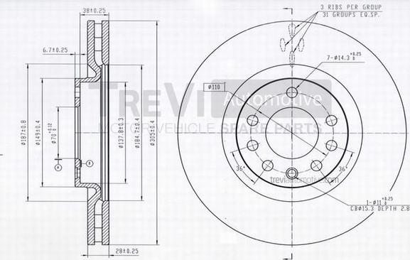 Trevi Automotive BD1181 - Гальмівний диск avtolavka.club