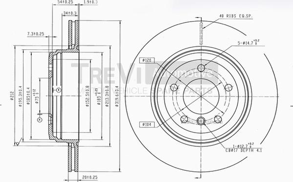 Trevi Automotive BD1182 - Гальмівний диск avtolavka.club