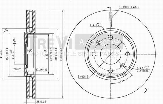 Trevi Automotive BD1131 - Гальмівний диск avtolavka.club