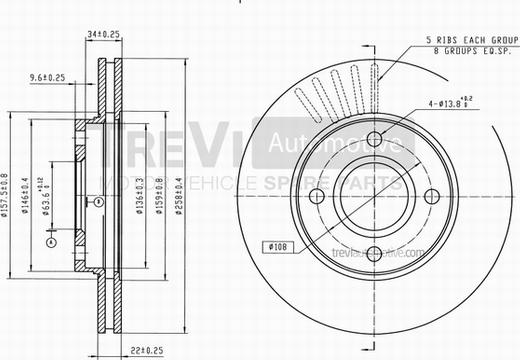 Trevi Automotive BD1129 - Гальмівний диск avtolavka.club