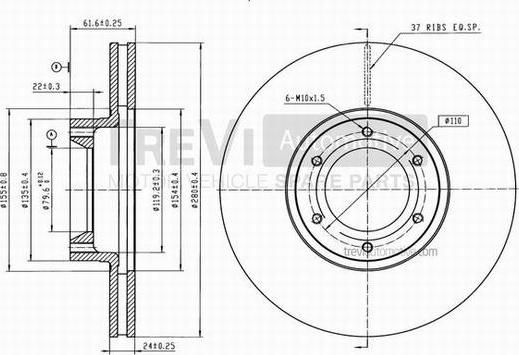 Trevi Automotive BD1126 - Гальмівний диск avtolavka.club