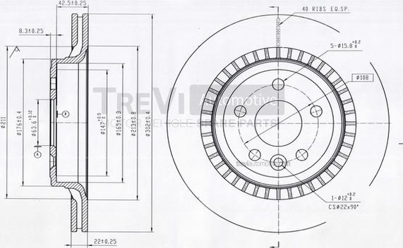 Trevi Automotive BD1249 - Гальмівний диск avtolavka.club