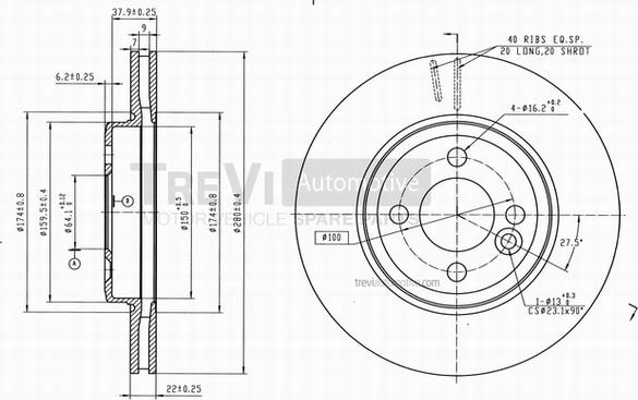 Trevi Automotive BD1240 - Гальмівний диск avtolavka.club