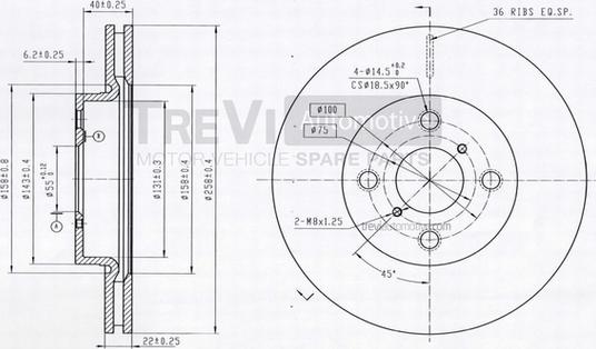 Trevi Automotive BD1243 - Гальмівний диск avtolavka.club