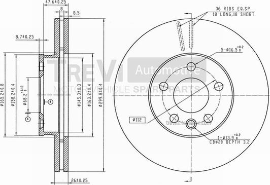 Trevi Automotive BD1211 - Гальмівний диск avtolavka.club