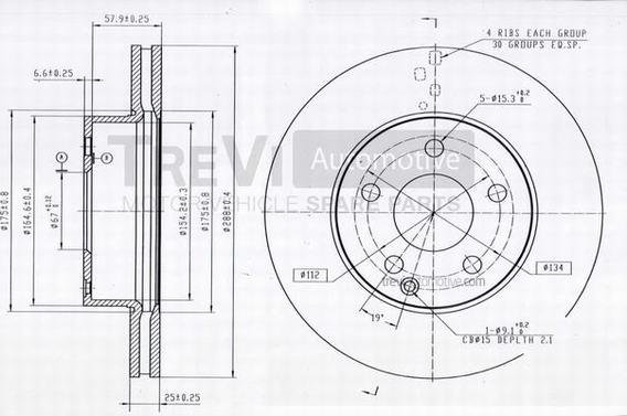 Trevi Automotive BD1238 - Гальмівний диск avtolavka.club