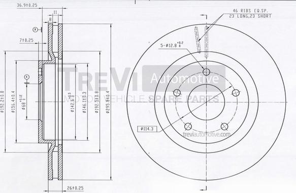 Trevi Automotive BD1233 - Гальмівний диск avtolavka.club