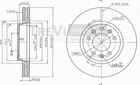 Trevi Automotive BD1223 - Гальмівний диск avtolavka.club