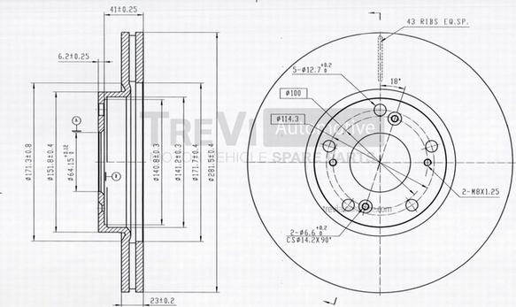 Trevi Automotive BD1227 - Гальмівний диск avtolavka.club