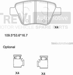 Trevi Automotive PF1451 - Гальмівні колодки, дискові гальма avtolavka.club