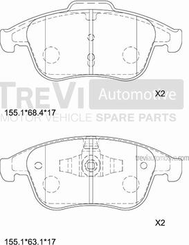 Trevi Automotive PF1404 - Гальмівні колодки, дискові гальма avtolavka.club