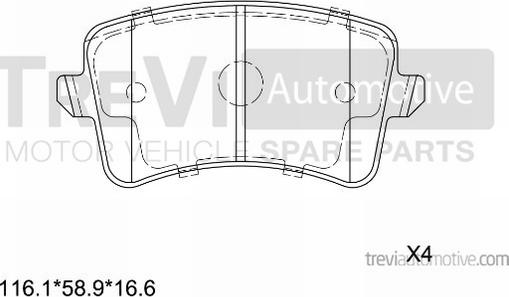 Trevi Automotive PF1412 - Гальмівні колодки, дискові гальма avtolavka.club