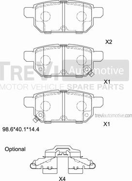 Trevi Automotive PF1486 - Гальмівні колодки, дискові гальма avtolavka.club