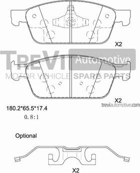 Trevi Automotive PF1482 - Гальмівні колодки, дискові гальма avtolavka.club