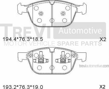 Trevi Automotive PF1433 - Гальмівні колодки, дискові гальма avtolavka.club