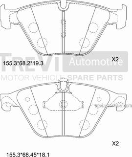 Trevi Automotive PF1470 - Гальмівні колодки, дискові гальма avtolavka.club