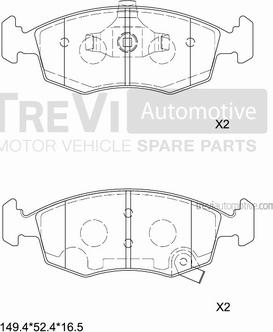 Trevi Automotive PF1477 - Гальмівні колодки, дискові гальма avtolavka.club