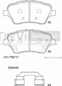 Trevi Automotive PF1501 - Гальмівні колодки, дискові гальма avtolavka.club