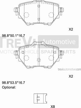 Trevi Automotive PF1511 - Гальмівні колодки, дискові гальма avtolavka.club