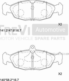 Trevi Automotive PF1571 - Гальмівні колодки, дискові гальма avtolavka.club