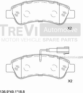 Trevi Automotive PF1651 - Гальмівні колодки, дискові гальма avtolavka.club