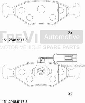 Trevi Automotive PF1602 - Гальмівні колодки, дискові гальма avtolavka.club