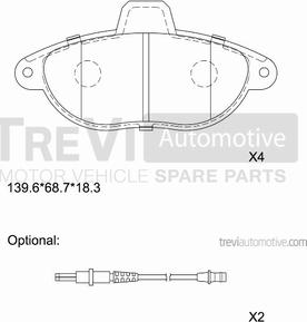 Trevi Automotive PF1617 - Гальмівні колодки, дискові гальма avtolavka.club